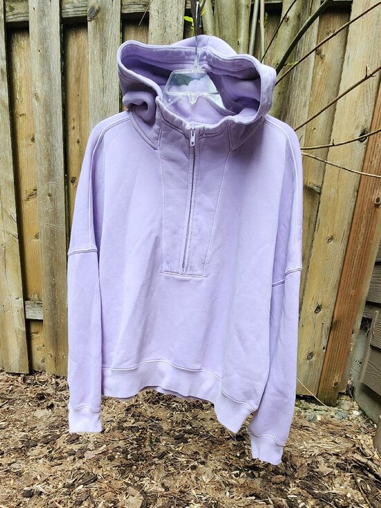 Abercrombie & Fitch Tops - XXL Abercrombie lilac pullover hoodie quarter zip cropped